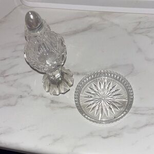 Elegant Crystal salt Bottle and Tray Set